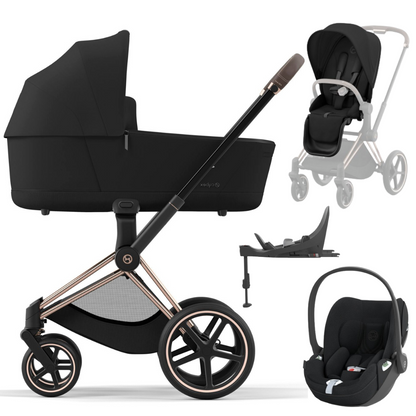 Cybex PRIAM 4.0 ROSEGOLD - Kombikinderwagen 4in1 mit Cybex CLOUD T I-SIZE babyschale und Base T