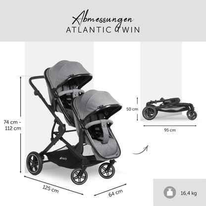 Hauck ATLANTIC TWIN - multifunktionaler Zwillings- oder Geschwisterkinderwagen, 2-in-1-Set