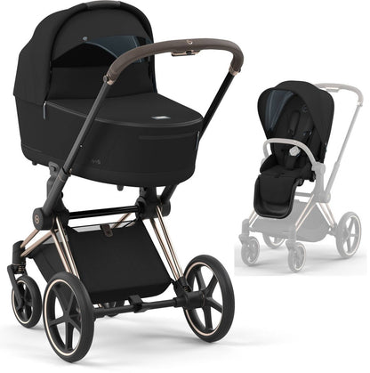 Cybex PRIAM 4.0 ROSEGOLD - Kombikinderwagen 4in1 mit Cybex CLOUD T I-SIZE babyschale und Base T