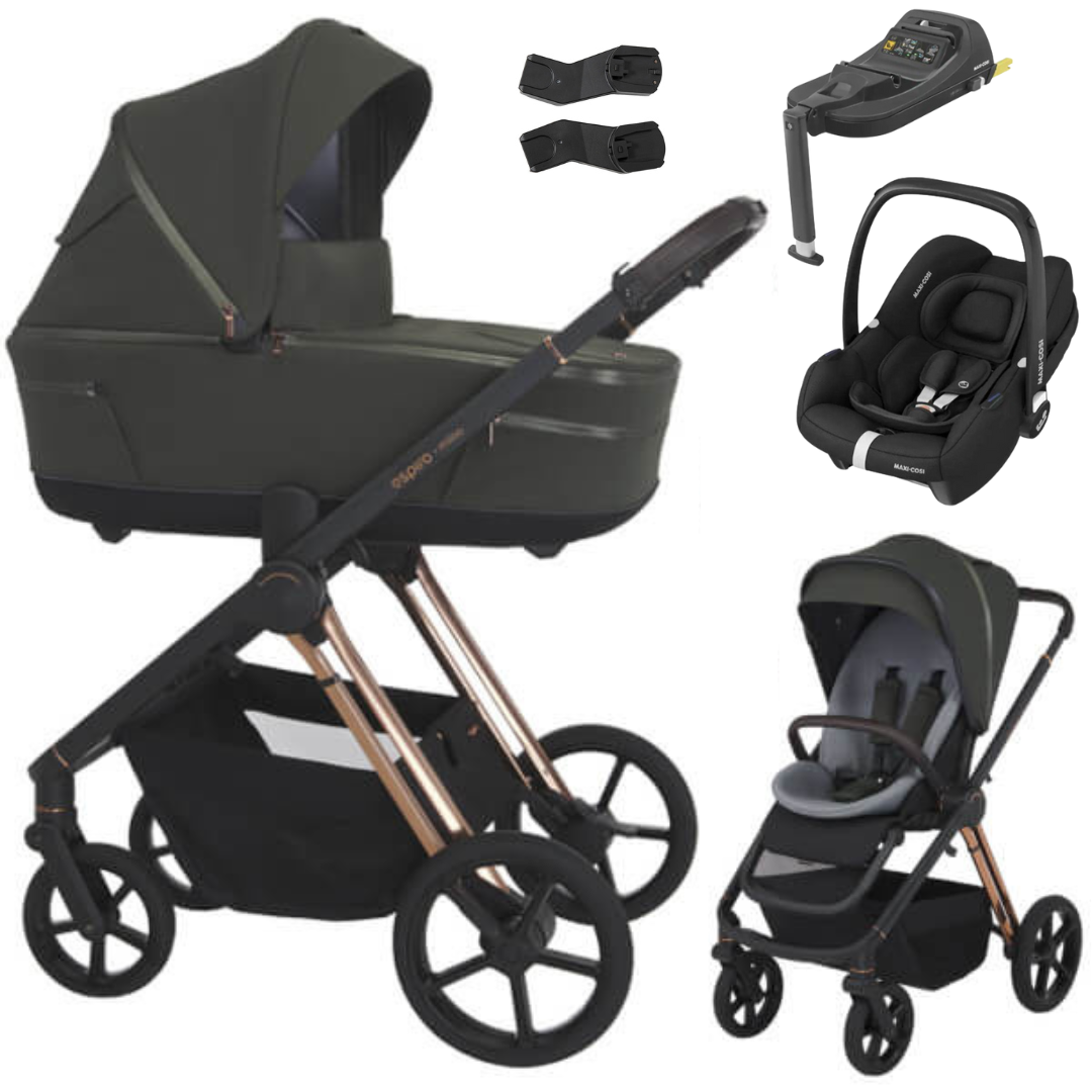 Espiro MILOO - Kombikinderwagen 4in1 mit Maxi Cosi CABRIOFIX I-SIZE Babyschale + Isofix-Basis