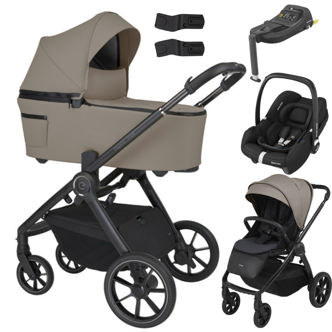 Espiro YOGA - Kombikinderwagen 4in1 mit Maxi Cosi CABRIOFIX I-SIZE Babyschale + Isofix-Basis