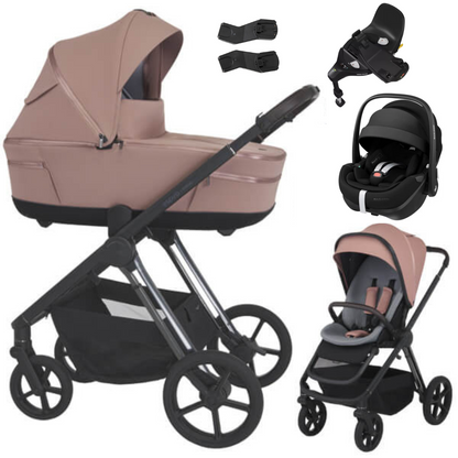 Espiro MILOO - Kombikinderwagen 4in1 mit Maxi Cosi PEBBLE 360 PRO 2 I-SIZE Babyschale + Isofix FAMILYFIX 360 PRO