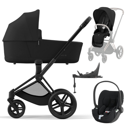 Cybex PRIAM 4.0 MATT BLACK - Kombikinderwagen 4in1 mit Cybex CLOUD T I-SIZE babyschale und Base T