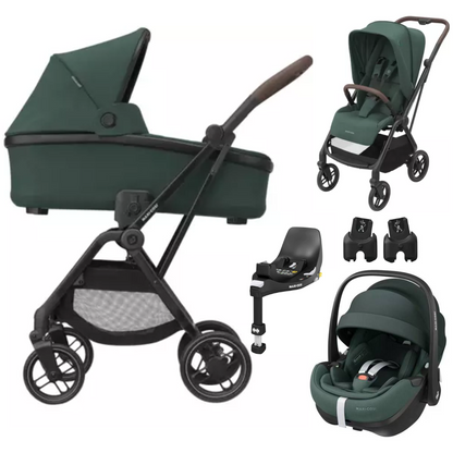 Maxi Cosi LEONA 2 - Kombikinderwagen 4-in-1-Set mit Maxi Cosi PEBBLE 360 PRO 2 Babyschale und FAMILYFIX 360 PRO Basis