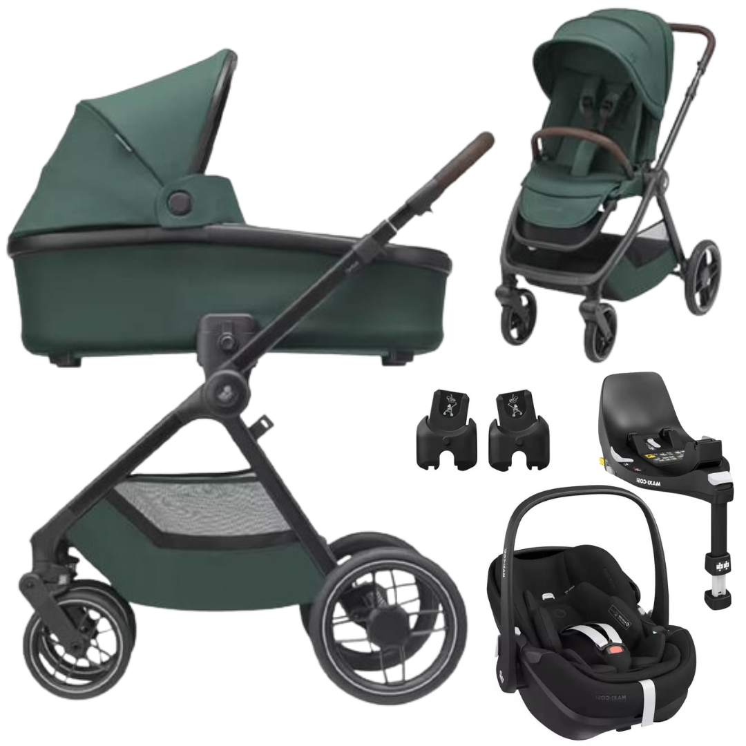 Maxi Cosi OXFORD – Kombikinderwagen 4-in-1 mit Maxi Cosi PEBBLE 360 PRO 2 I-SIZE Babyschale + Isofix-Basis FamilyFix 360 Pro