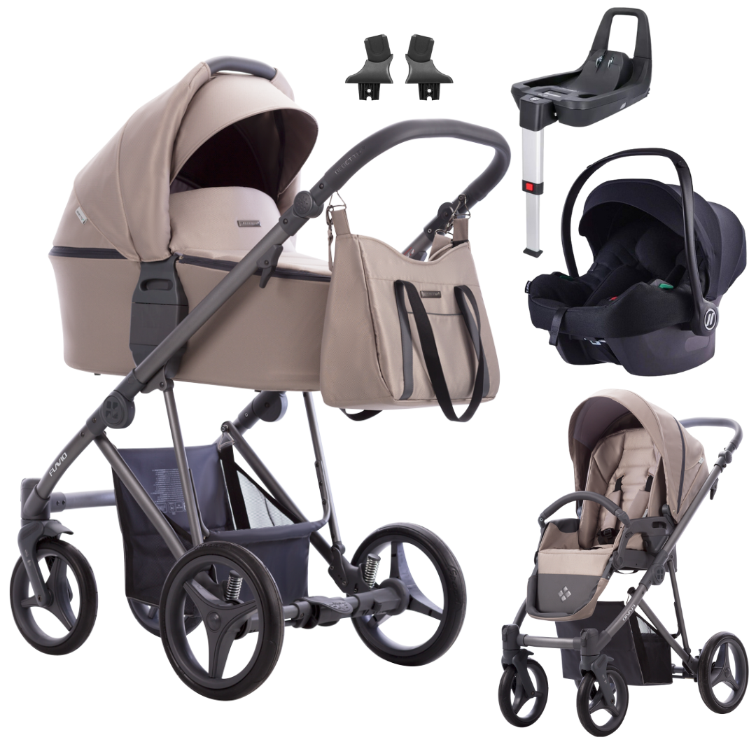 Bebetto FLAVIO - Kombikinderwagen 4in1 mit Bebetto by Avionaut COSMO I-SIZE Babyschale + Isofix-Basis