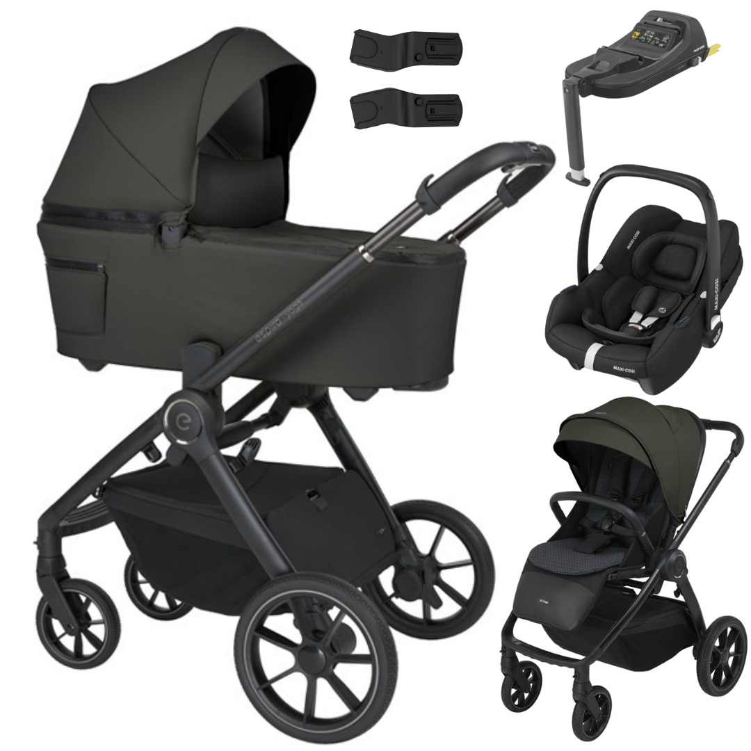 Espiro YOGA - Kombikinderwagen 4in1 mit Maxi Cosi CABRIOFIX I-SIZE Babyschale + Isofix-Basis