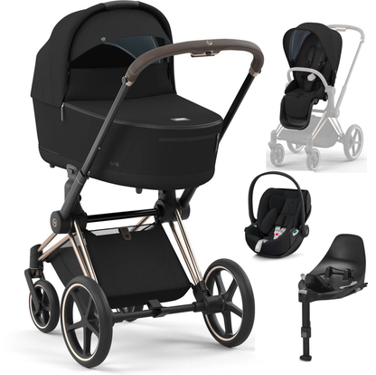 Cybex PRIAM 4.0 ROSEGOLD - Kombikinderwagen 4in1 mit Cybex CLOUD T I-SIZE babyschale und Base T