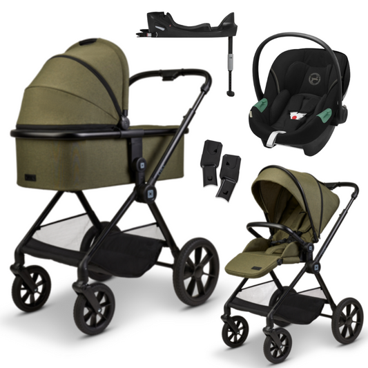 Moon CLICC - Kombikinderwagen 4-in-1 mit Cybex ATON S2 Babyschale + Isofix Base One