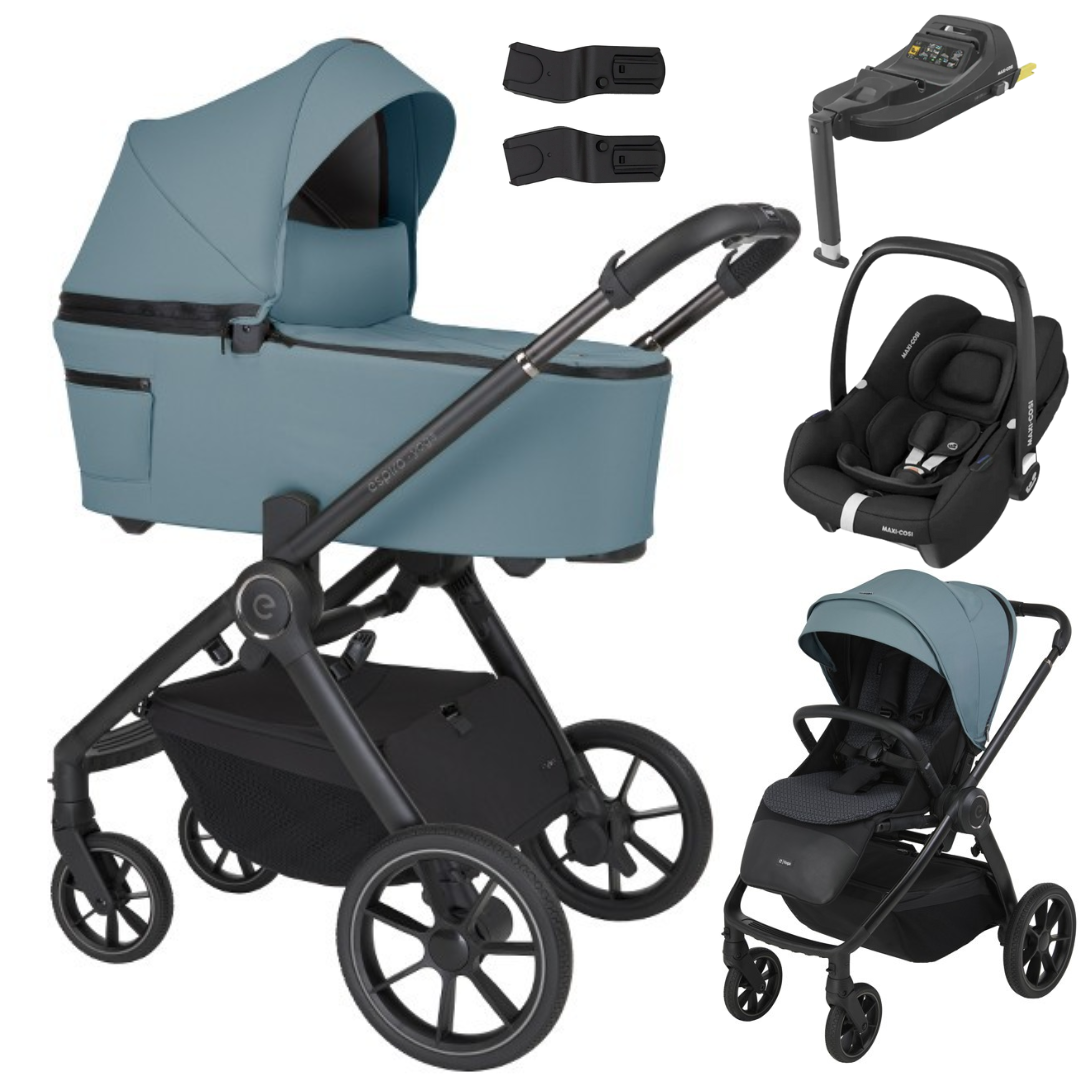 Espiro YOGA - Kombikinderwagen 4in1 mit Maxi Cosi CABRIOFIX I-SIZE Babyschale + Isofix-Basis