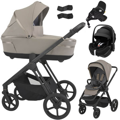 Espiro MILOO - Kombikinderwagen 4in1 mit Maxi Cosi PEBBLE 360 PRO 2 I-SIZE Babyschale + Isofix FAMILYFIX 360 PRO