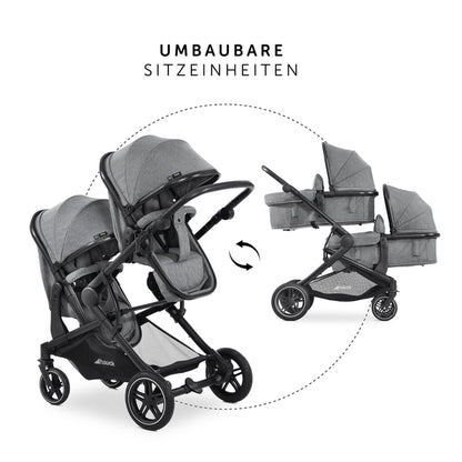 Hauck ATLANTIC TWIN - multifunktionaler Zwillings- oder Geschwisterkinderwagen, 2-in-1-Set