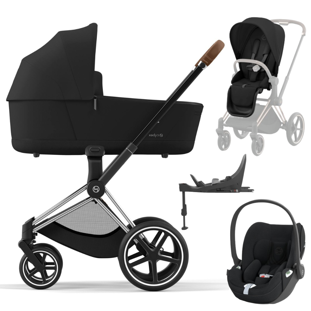 Cybex PRIAM 4.0 CHROME BROWN - Kombikinderwagen 4in1 mit Cybex CLOUD T I-SIZE babyschale und Base T