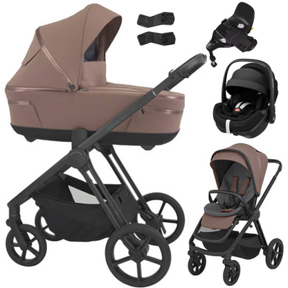 Espiro MILOO - Kombikinderwagen 4in1 mit Maxi Cosi PEBBLE 360 PRO 2 I-SIZE Babyschale + Isofix FAMILYFIX 360 PRO