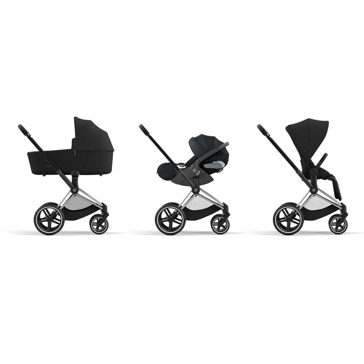 Cybex PRIAM 4.0 CHROME BLACK - Kombikinderwagen 4in1 mit Cybex CLOUD T I-SIZE babyschale und Base T