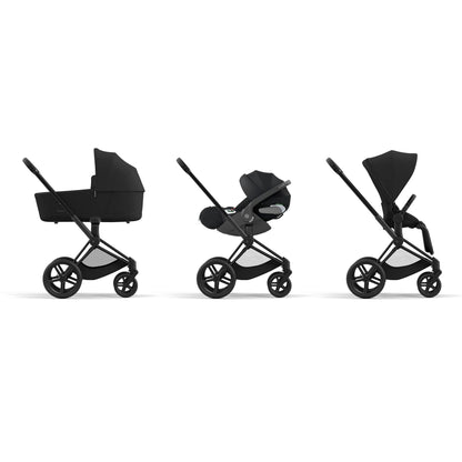 Cybex PRIAM 4.0 MATT BLACK - Kombikinderwagen 4in1 mit Cybex CLOUD T I-SIZE babyschale und Base T