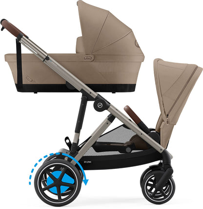 Cybex e-GAZELLE S - Sibling Kinderwagen mit 1x Babywanne und 2x Sitz - elektrischer Unterstützung