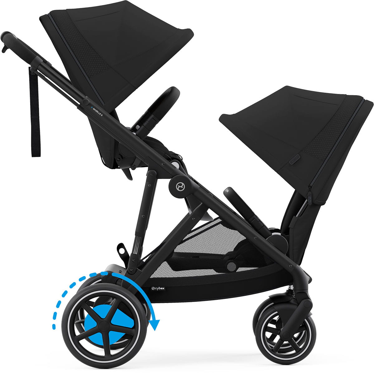 Cybex e-GAZELLE S - Sibling Kinderwagen mit 1x Babywanne und 2x Sitz - elektrischer Unterstützung