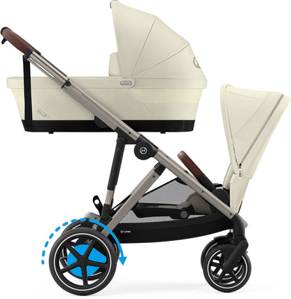 Cybex e-GAZELLE S - Sibling Kinderwagen mit 1x Babywanne und 2x Sitz - elektrischer Unterstützung