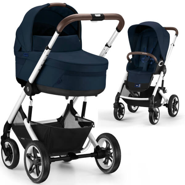 Cybex TALOS S LUX 2023 - Kombikinderwagen 2in1 mit Babywanne | Moon Black