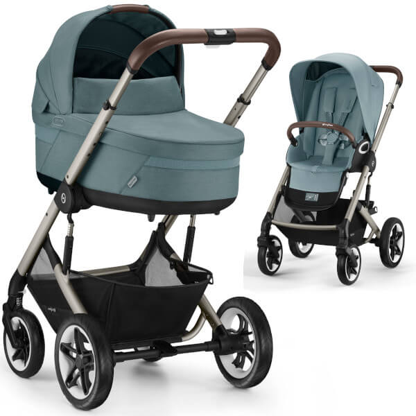 Cybex TALOS S LUX 2023 - Kombikinderwagen 2in1 mit Babywanne | Moon Black