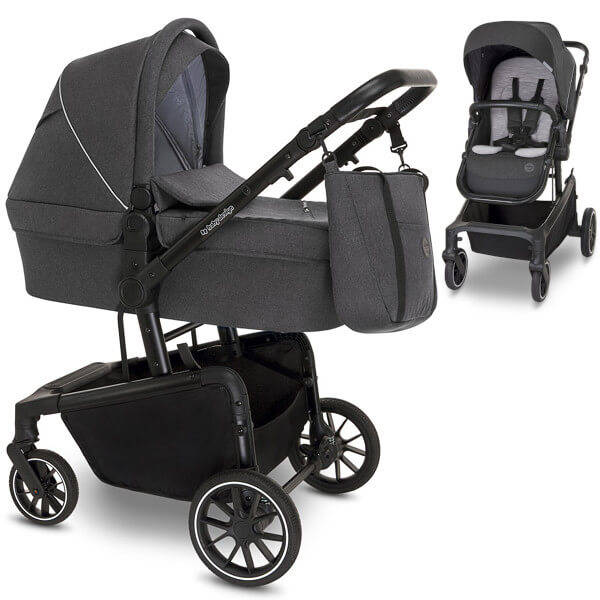 Baby Design ZOY - 17 | Kombikinderwagen \\ Graphite 2in1 Kinderwagen | carrycot mit 2in1 | Graphite KinderPrams Kombikinderwagen